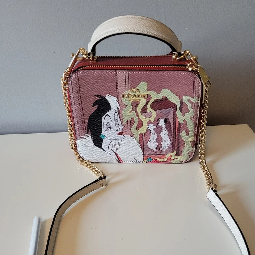 Coach X Disney Cruella Small Box Crossbody, New Without Tags